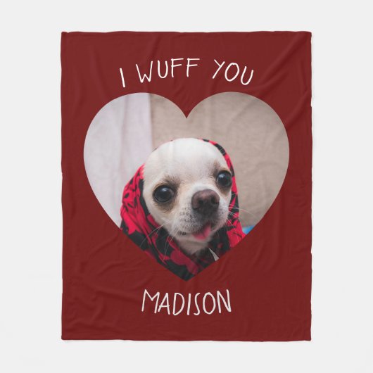 Chihuahua schattig wuff je liefde Valentijn hart f Fleece Deken (Voorkant)