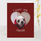 Chihuahua schattig wuff je liefde Valentijn hart f Kaart (Gele Bloem)