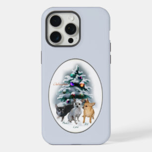Chihuahua Schattige Blauw Kerst Feestdagen iPhone 15 Pro Max Case