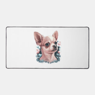 Chihuahua Schattige Dog Mooie Bloemen Meisje Bureaumat