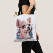 Chihuahua Schattige Dog Mooie Bloemen Meisje Tote Bag (Dichtbij)