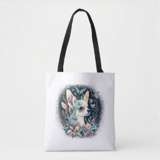 Chihuahua Schattige Dog Mooie Bloemen Meisje Tote Bag