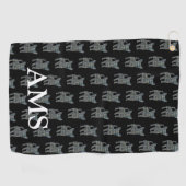 Chihuahua Schattige Dog Silhouette Y&B Grid Zwart Golfhanddoek (Horizontaal)