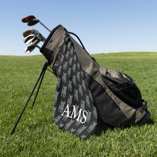 Chihuahua Schattige Dog Silhouette Y&B Grid Zwart Golfhanddoek (Groen)