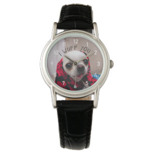 Chihuahua schattige wuif je houdt van Valentijnse  Horloge