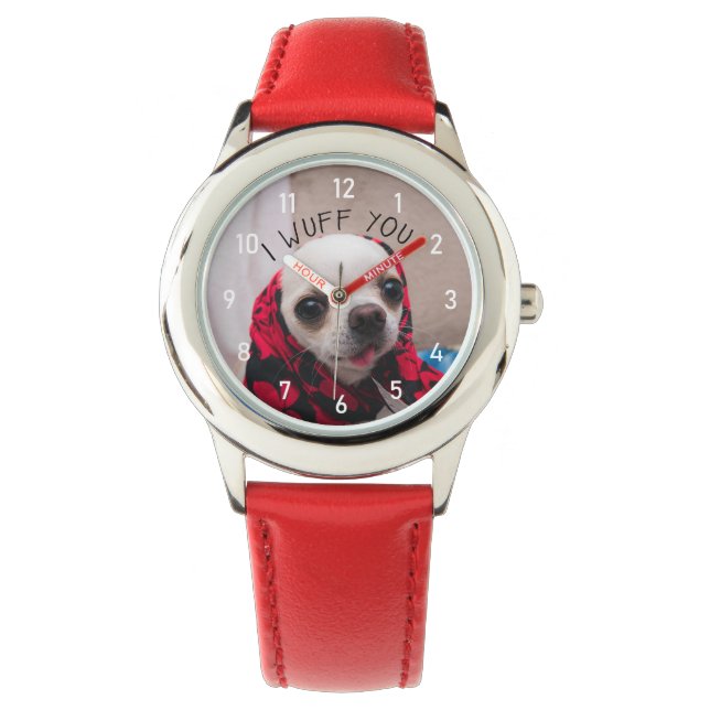 Chihuahua schattige wuif je houdt van Valentijnse  Horloge (Voorkant)