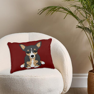 Chihuahua Schattigee Tri-Color Chihuahua Donkerroo Accent Kussen