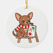 Chihuahua Schilder Kerst Ornament Cadeau (Voorkant)