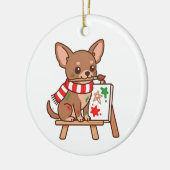Chihuahua Schilder Kerst Ornament Cadeau (Links)