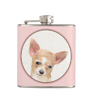 Chihuahua Schilderij - Mooie Originele Honden Kuns Heupfles