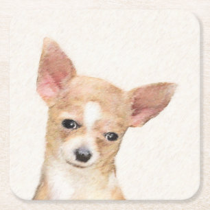 Chihuahua Schilderij - Mooie Originele Honden Kuns Kartonnen Onderzetters
