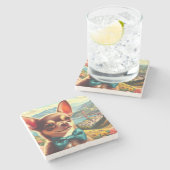 Chihuahua schilderij Stenen Onderzetter (Zijkant)