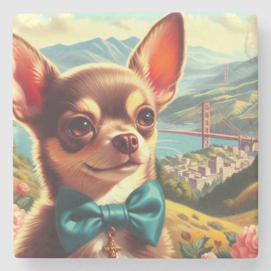 Chihuahua schilderij Stenen Onderzetter (Voorkant)