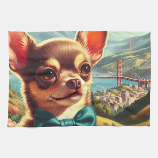  Chihuahua schilderij Theedoek (Horizontaal)