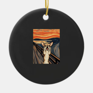 Chihuahua Schreeuw Expressionistische Honden Kunst Keramisch Ornament