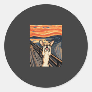 Chihuahua Schreeuw Expressionistische Honden Kunst Ronde Sticker
