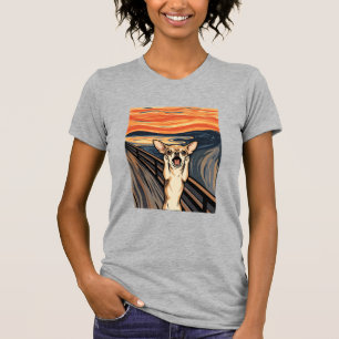 Chihuahua Schreeuw Expressionistische Honden Kunst T-shirt