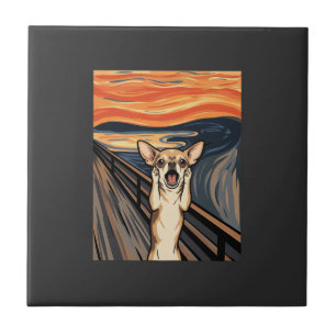 Chihuahua Schreeuw Expressionistische Honden Kunst Tegeltje