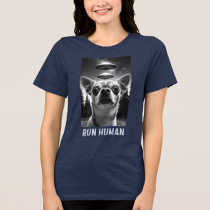 Chihuahua Selfie UFO Invasion Fun Eigenzinnig Tri-Blend Shirt
