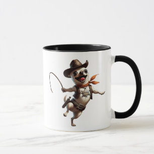 Chihuahua Sheriff van Far West met zijn lasso. Mok
