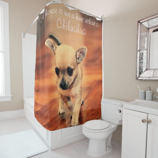 Chihuahua Shower Curtain Voeg foto toe Douchegordijn (In situ)