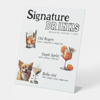 Chihuahua Signature Cocktail Sign Reclamebord Met Voetstuk