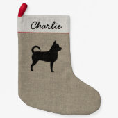 Chihuahua Silhouette Cute Dog Chi Custom Holiday Kleine Kerstsok (Voorkant)