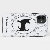 Chihuahua Silhouette Hearts and Paw Prints Case-Mate iPhone Case (Achterkant (horizontaal))