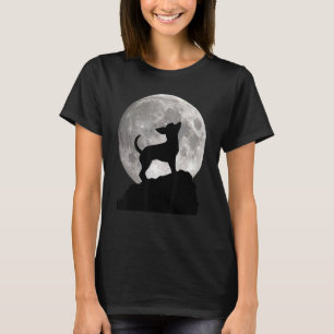 Chihuahua Silhouette Howling voor maan T-shirt