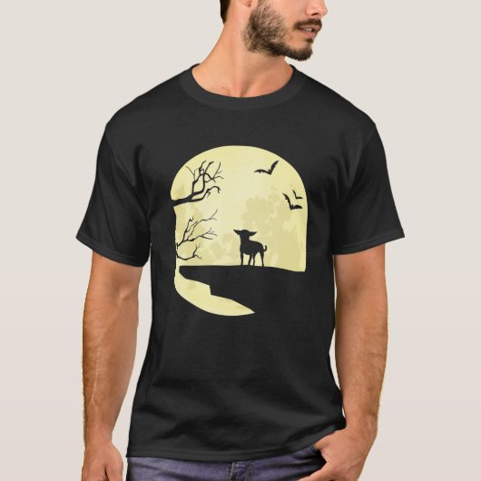 Chihuahua Silhouette in volle muondoekjes en bande T-shirt (Voorkant)