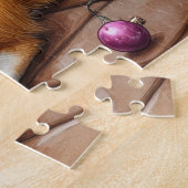 Chihuahua Sitting Fireplace with Christmas Lights Legpuzzel (Zijkant)