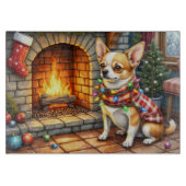 Chihuahua Sitting Fireplace with Christmas Lights Snijplank (Voorkant)