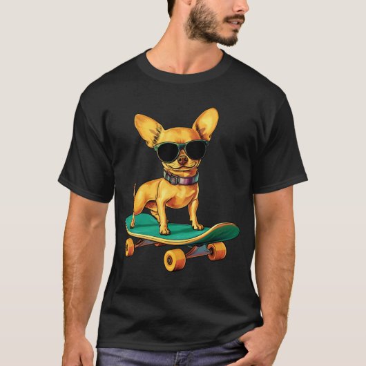 Chihuahua Skateboard met lange mouwen T-shirt (Voorkant)