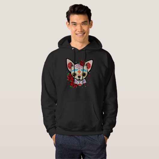 Chihuahua Skulls Day of the Dead Sugar Skull Dog H Hoodie (Voorkant volledig)