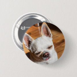Chihuahua slaperige knijpoog ontspannen tong uit F Ronde Button 5,7 Cm