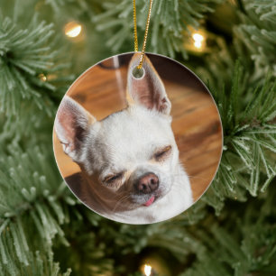 Chihuahua slaperige knipoog ontspannen tong uit Fo Keramisch Ornament