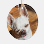 Chihuahua slaperige knipoog ontspannen tong uit Fo Keramisch Ornament (Links)