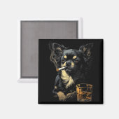 Chihuahua Smoking Cigarette Whisky Lover Funny Dog Magneet (Voorkant / Achterkant)
