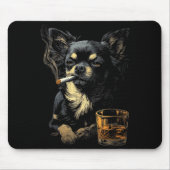 Chihuahua Smoking Cigarette Whisky Lover Funny Dog Muismat (Voorkant)