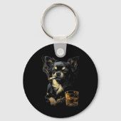Chihuahua Smoking Cigarette Whisky Lover Funny Dog Sleutelhanger (Voorkant)