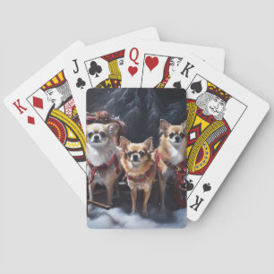 Chihuahua Sneeuw slee Santa Claus decoratie Pokerkaarten