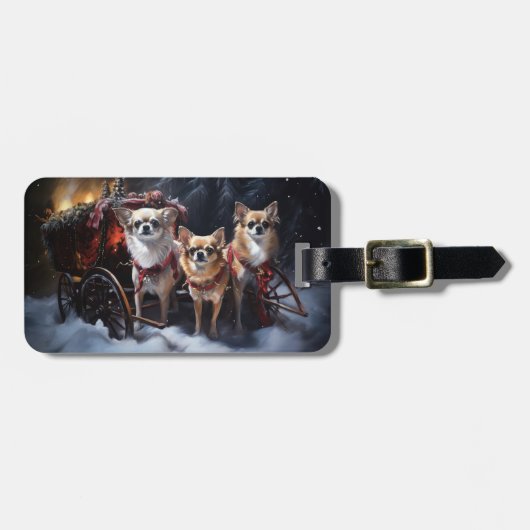 Chihuahua Sneeuwslee Kerst Decor Bagagelabel (Voorkant horizontaal)
