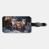 Chihuahua Sneeuwslee Kerst Decor Bagagelabel (Achterkant horizontaal)