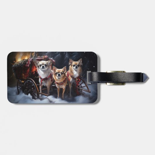 Chihuahua Sneeuwslee Kerst Decor Bagagelabel (Achterkant horizontaal)