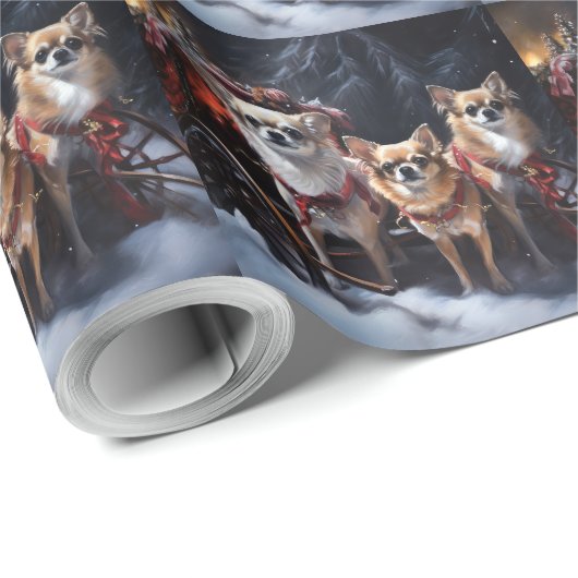 Chihuahua Sneeuwslee Kerst Decor Cadeaupapier (Rol Hoek)