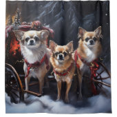 Chihuahua Sneeuwslee Kerst Decor Douchegordijn (Voorkant)
