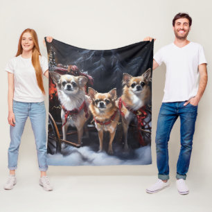 Chihuahua Sneeuwslee Kerst Decor Fleece Deken