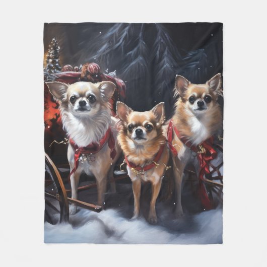 Chihuahua Sneeuwslee Kerst Decor Fleece Deken (Voorkant)