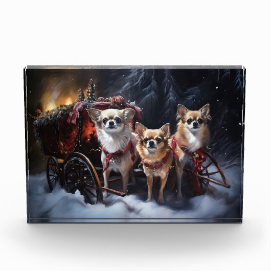 Chihuahua Sneeuwslee Kerst Decor Fotoblokken (Voorkant)