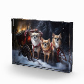 Chihuahua Sneeuwslee Kerst Decor Fotoblokken (Rechts)